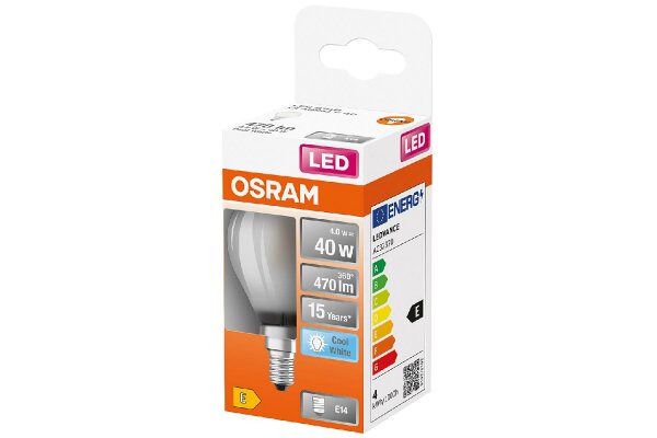 OSRAM LED Filament Tropfen E14 4W 470lm 4.000K matt