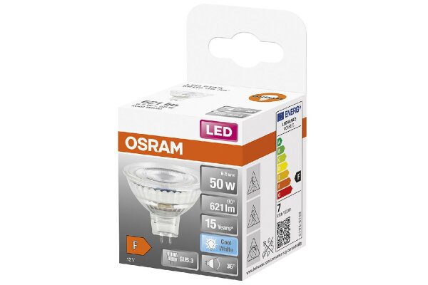 OSRAM LED Reflektorlampe MR16 6,5W GU5,3 612lm 12V 4.000K 36°