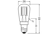 OSRAM LED Filament T26 1,3W E14 110lm 2.700K klar