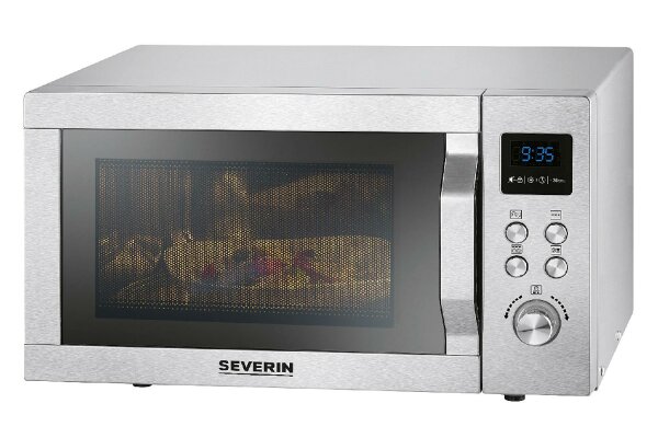 SEVERIN MW 7751 Mikrowelle mit Grillfunktion, LED, 20 Liter Edelstahl