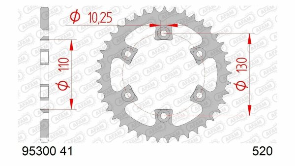 AFAM Kettenrad "95300" 520, Stahl 41 Zähne