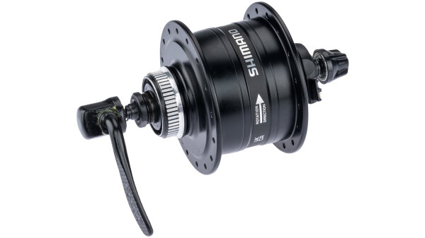 SHIMANO Nabendynamo "DH-3D37" Für Scheib 32 Loch, schwarz, Schnellspanner schwarz