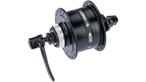 SHIMANO Nabendynamo "DH-3D37" Für Scheib 36 Loch, schwarz, Schnellspanner schwarz