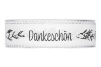 Druckband Dankeschön mit Leinenkante  B25mmxL18m weiß