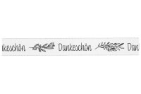 Druckband Dankeschön mit Leinenkante  B25mmxL18m weiß