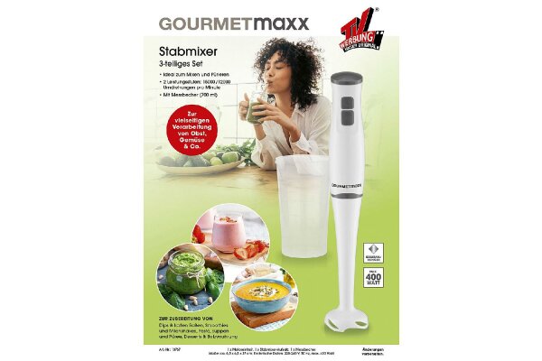 GOURMETMAXX Stabmixer 400W weiß/grau