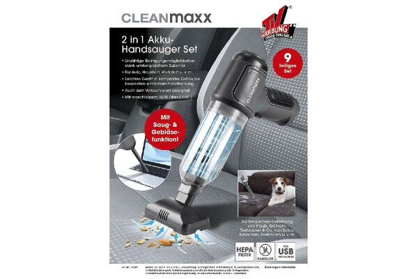 CLEANMAXX Akku-Handstaubsauger 7,4V 7teilig