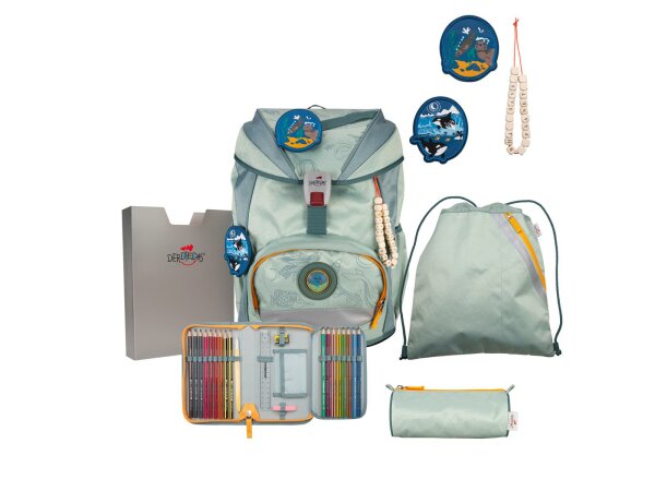 DerDieDas Schulranzenset ErgoFlex ECO Set Grey Planet