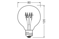 OSR LED Fil.Globe80 4,8W E27kl