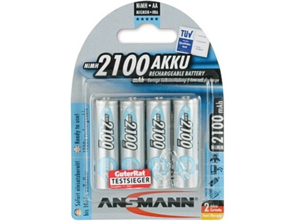 ANSMANN Akkubatterie "maxE" SB-verpackt, 1 Satz = 4 Stück, Mignon (AA / HR6), 2100 mAh