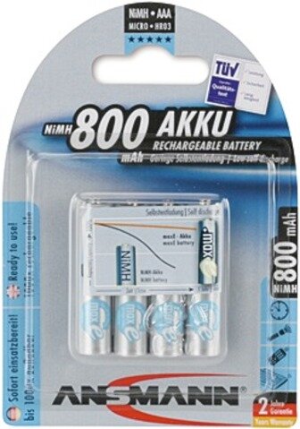 akku ansmann micro 800mah nimh, 1,2v, aaa, 4er-set