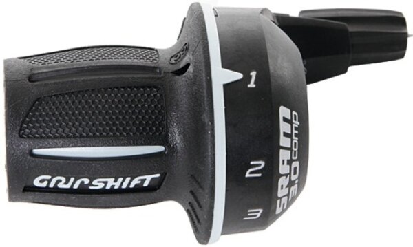 SRAM Drehgriffschalter "Grip Shift 3.0 Comp" Shorty, ESP 1:1 Übersetzung, schwarz / weiß, 50 mm, ohne Festgriff 3-fach m